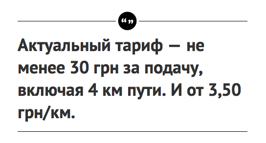 Актуальний тариф на таксі