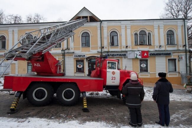 В Киеве горело здание на Андреевском спуске