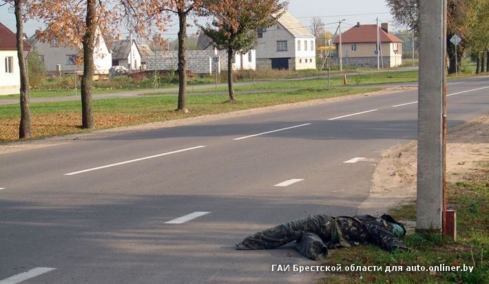 В Беларуси ГАИ подложила на обочину "сбитого" манекена - посмотреть, что будет