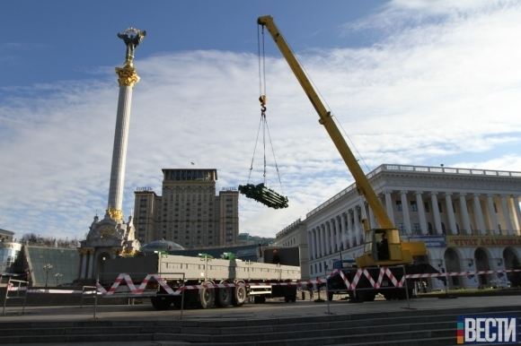 В центр Киева привезли новогоднюю елку