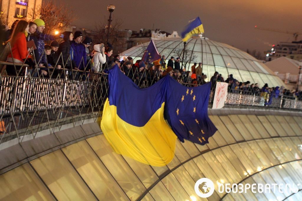 На Майдане Незалежности в Киеве ждут решения Вильнюсского саммита