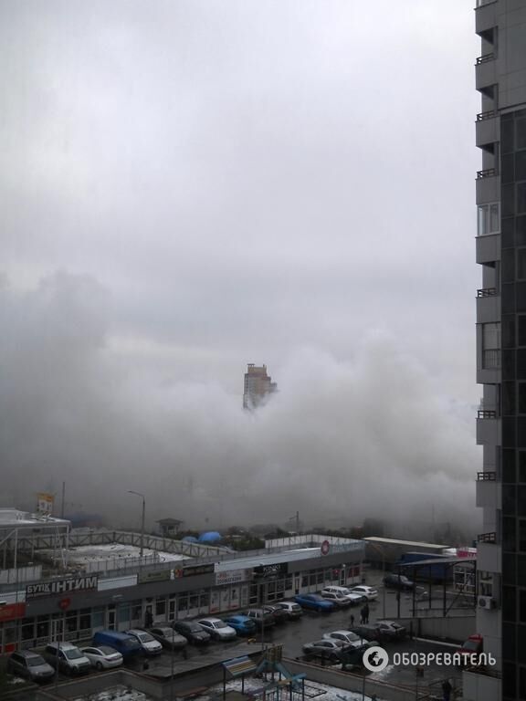 Район "Позняки" в Киеве утром был в дыму