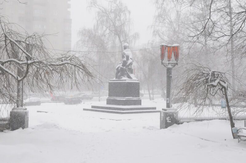 Киев засыпало снегом