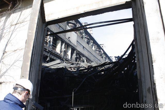 Углегорская ТЭС залита водой, а от огня расплавился металл