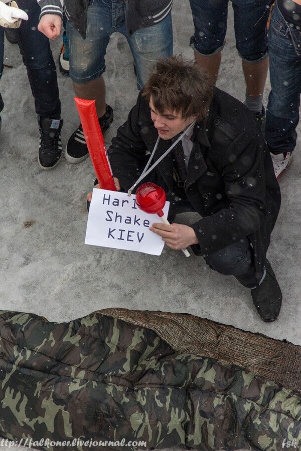 Киевляне устроили массовый флешмоб Harlem Shake. Видео