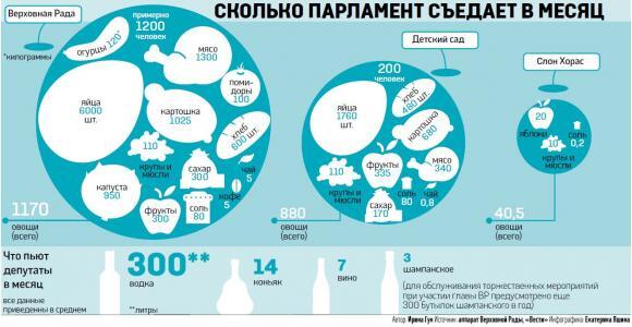 Нардепи з'їдають на місяць 6000 яєць і випивають 300 л горілки