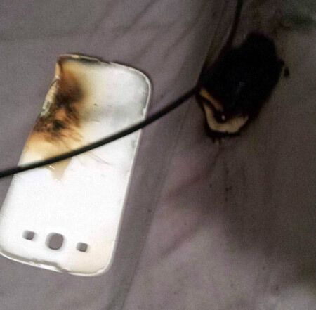 При зарядке сгорел Samsung Galaxy S III - первый зафиксированный случай