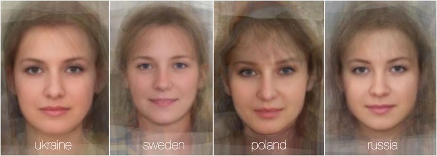 Ученые нашли 40 типичных лиц девушек разных национальностей