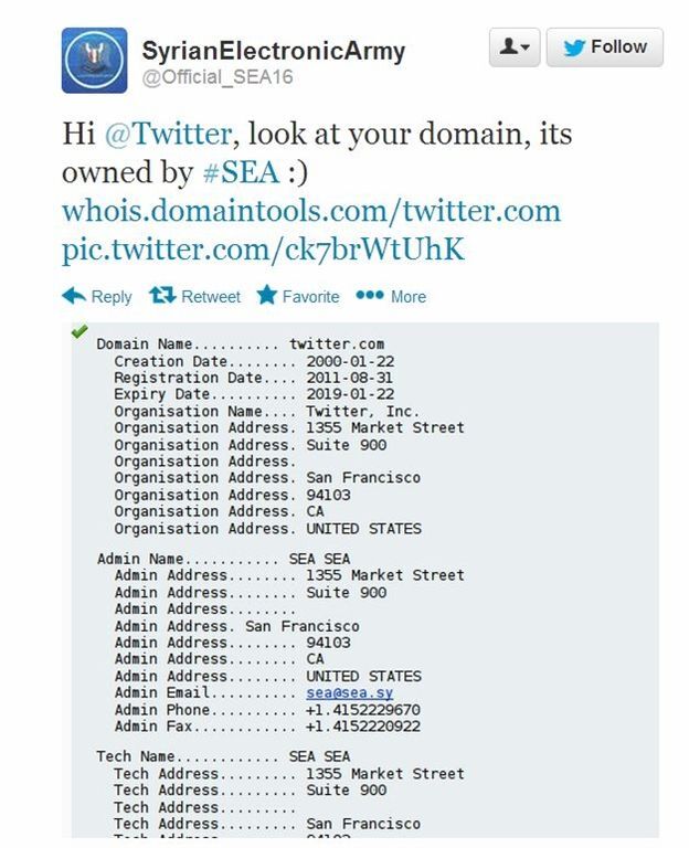 Сирийские хакеры захватили домен Twitter