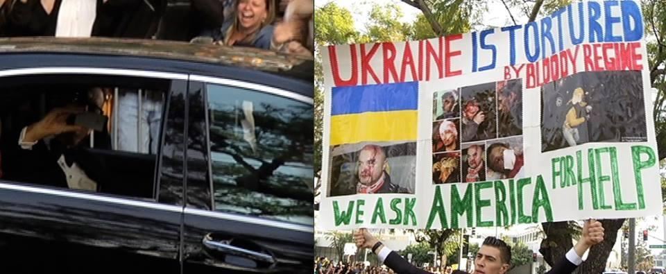 Украинский журналист пришел на "Золотой глобус" с изображением избитых украинцев