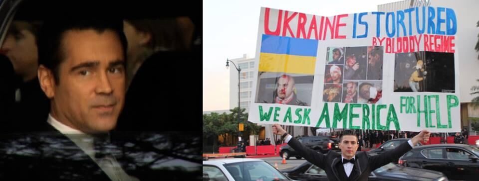 Український журналіст прийшов на "Золотий глобус" із зображенням побитих українців