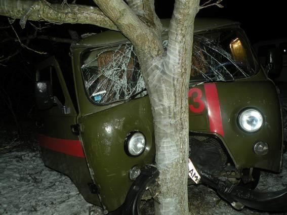 На Николаевщине  "скорая" врезалась в дерево: пять пострадавших