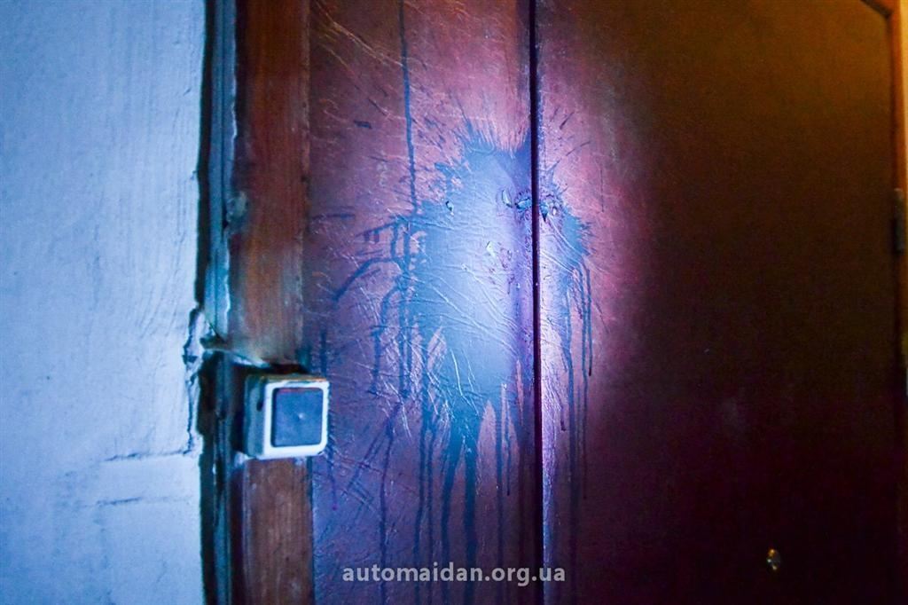 Двери квартиры матери художника Пояркова облили зеленкой