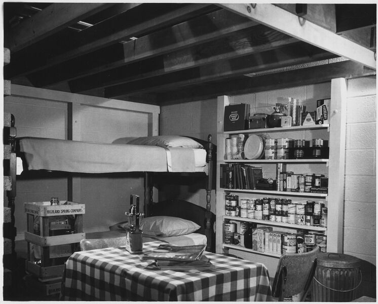 File:How to build a fallout shelter - Attractive interior of basement family fallout shelter includes a 14-day shelter... - NARA - 542105.tif