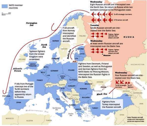 НАТО за неделю перехватило 19 российских бомбардировщиков