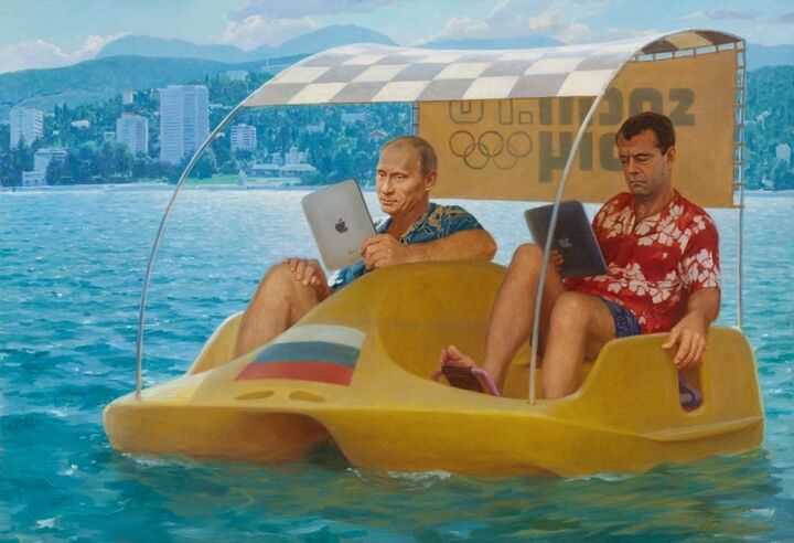 Путин и Медведев: в бане, на пляже, на рыбалке...