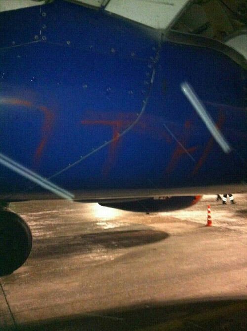 В Борисполе самолет "Аэрофлота" разукрасили надписями о Путине: опубликованы фото