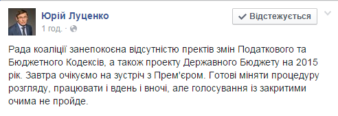 Кабмин до сих пор не показал проект Госбюджета-2015 коалиции