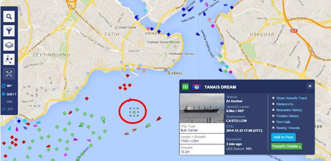 Грузовое судно с украино-российским экипажем врезалось в паром возле Стамбула: фотофакт