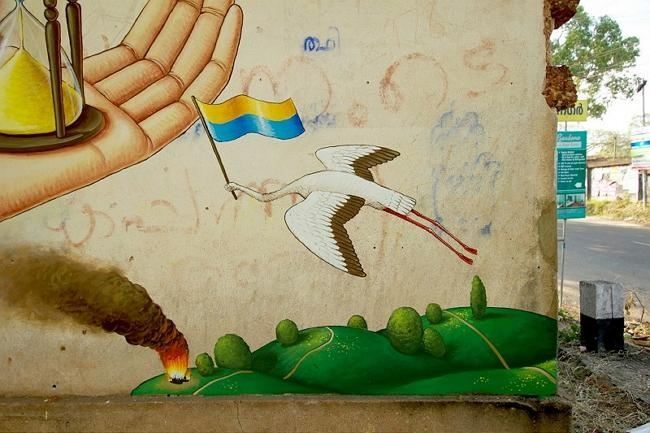 Стрит-арт в Индии: художник изобразил ситуацию в Украине