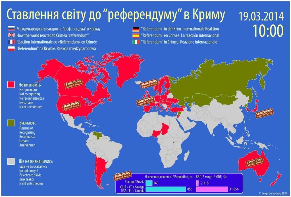 У мережі з'явилася карта міжнародної реакції на "референдум" у Криму