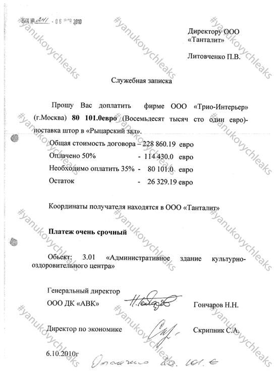 Янукович витратив € 229 тис. на штори для "лицарського залу" в Межигір'ї