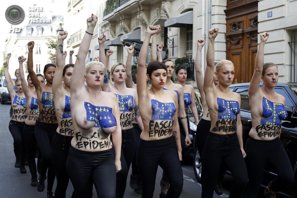 Марш FEMEN против фашизма в Европе