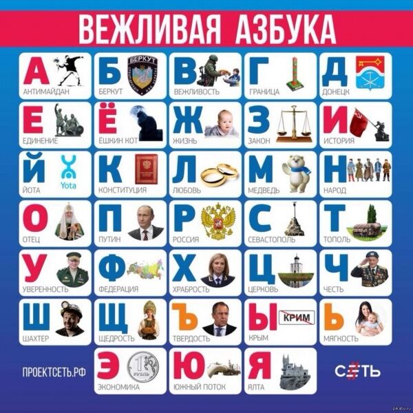 Для російських дітей створили абетку з "Беркутом" і прокурором-"няшей"