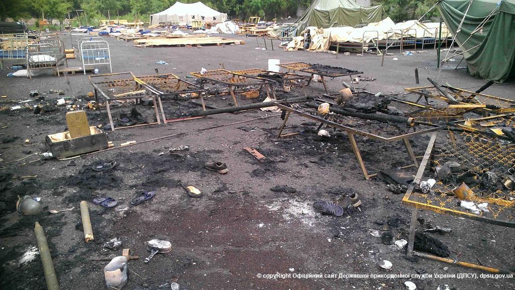 Госпогранслужба показала последствия обстрела террористами лагеря в Алексеевке