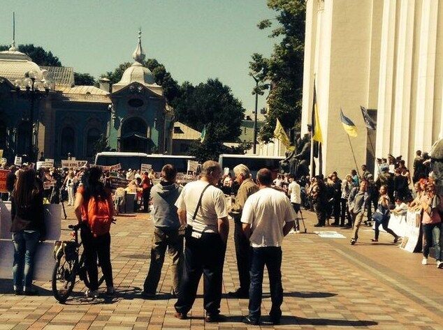 Около 400 валютных заемщиков собрались на пикет у стен Рады