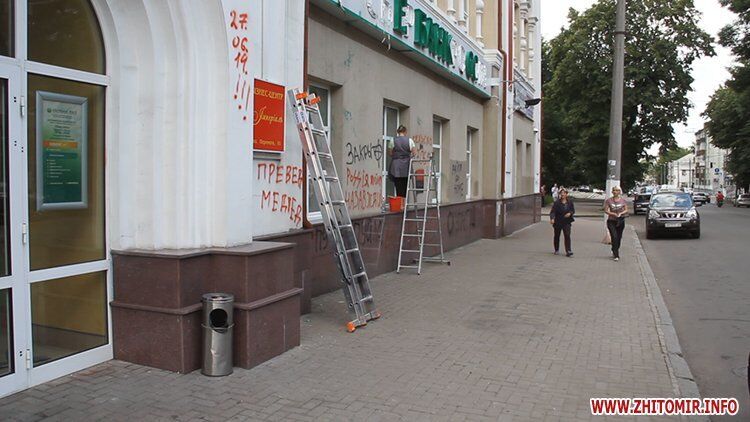 У Житомирі активісти атакували відділення ряду російських банків