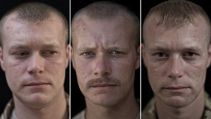 Портрети солдат до, під час і після війни