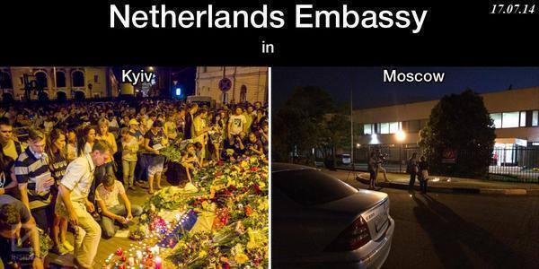 Одиниці москвичів принесли до посольства Нідерландів свічки і записки "вибачте нас"