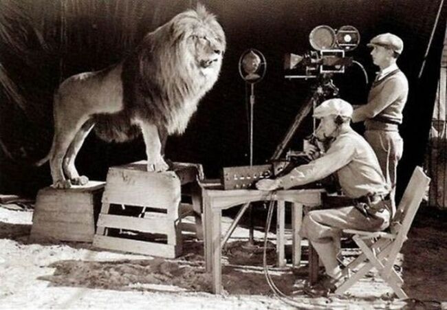 Съемка заставки Metro-Goldwyn-Mayer.