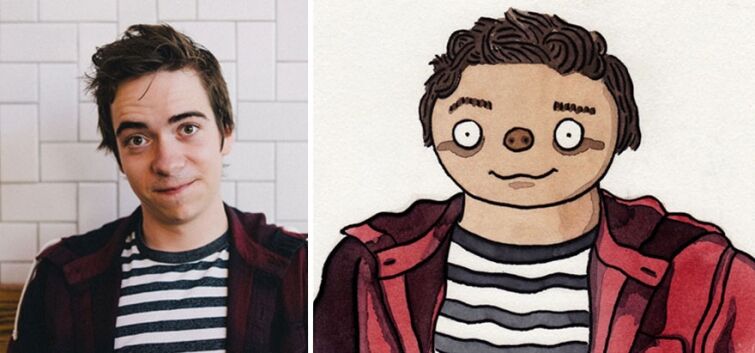 Художник берет фото людей с Facebook и превращает их в ленивцев