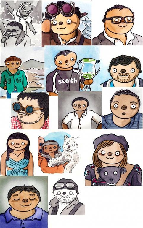 Художник берет фото людей с Facebook и превращает их в ленивцев