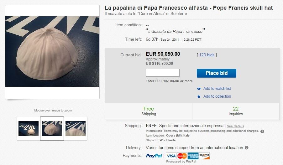 На Ebay активно торгуют Папой Франциском