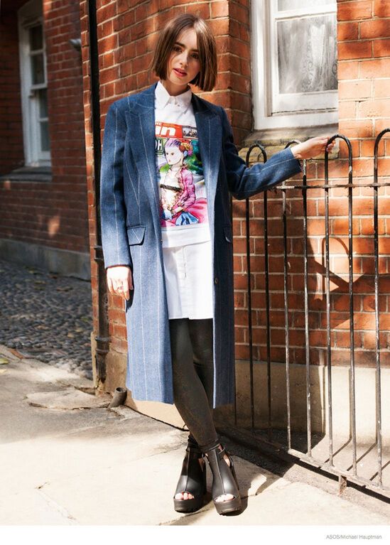 Новая стрижка Лили Коллинз и винтажно-хипстерский стиль 