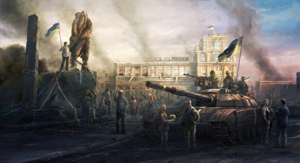 Европейский художник показал, как выглядит победа украинской армии и освобожденный от террористов Донецк