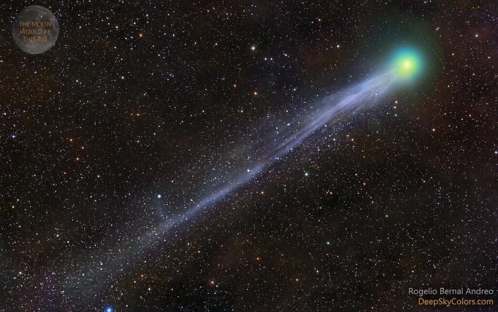 Получено редкое фото кометы Лавджоя, пролетающей над Землей