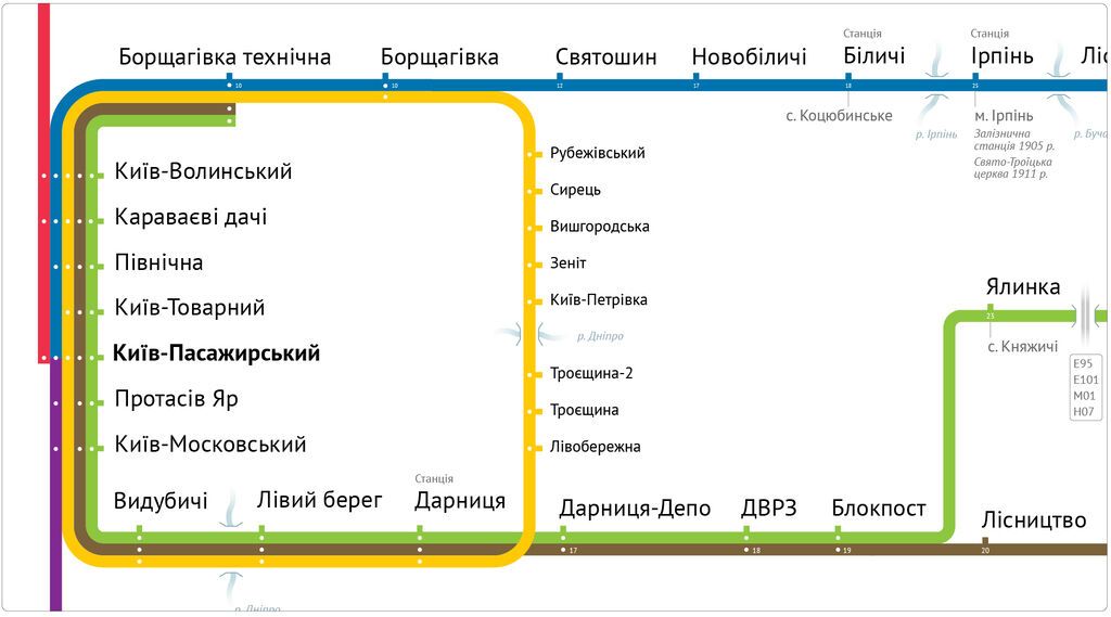 Опубликована новая схема киевской городской электрички 