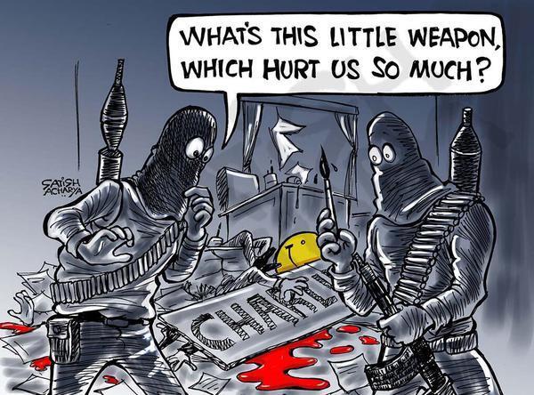 В ответ на теракт в редакции Charlie Hebdo появились 12 рисунков со всего мира