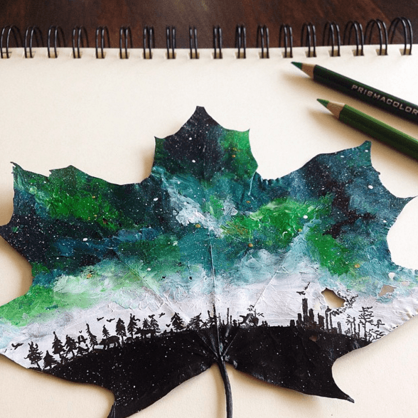 Невероятно: художница из Польши превратила опавшие листья в картины