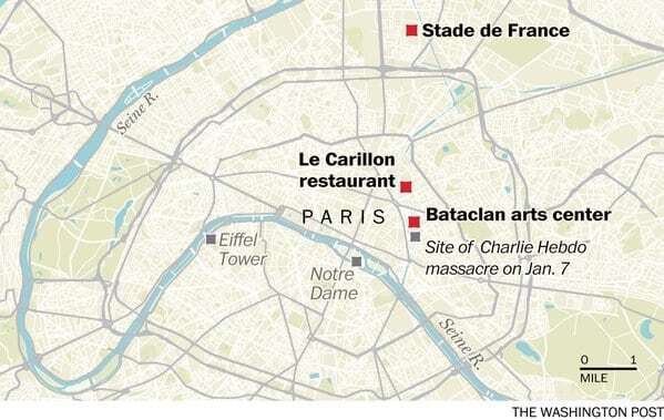 Теракты в Париже: опубликована карта 
