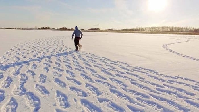 Гигантские узоры на снегу: художник создал шедевр в Сибири
