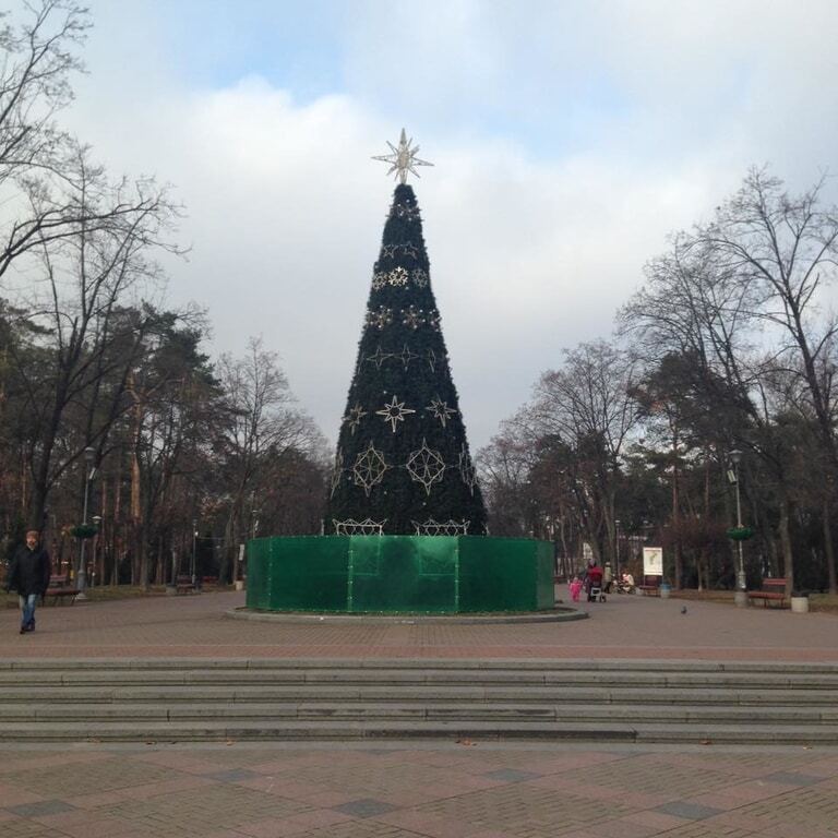 В киевском парке установили елку-конус: фотофакт