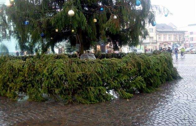 В Мукачево обокрали главную елку города: опубликованы фото