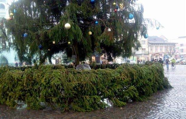 В Мукачево обокрали главную елку города: опубликованы фото