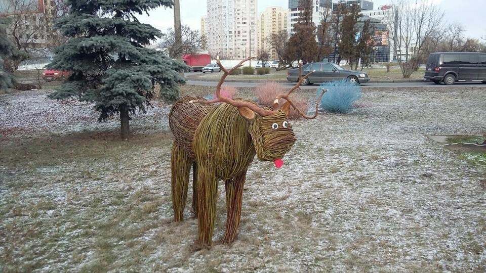По-новогоднему: в Киеве установили необычные эко-скульптуры