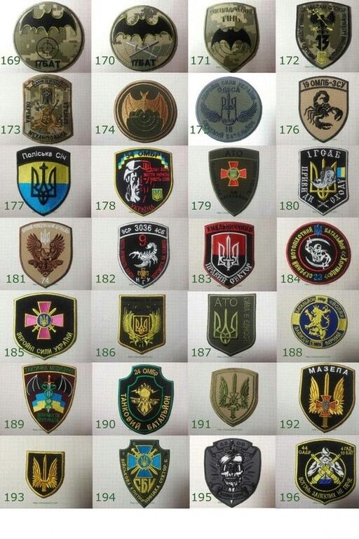 Опубликовано фото коллекции шевронов украинских добровольческих батальонов